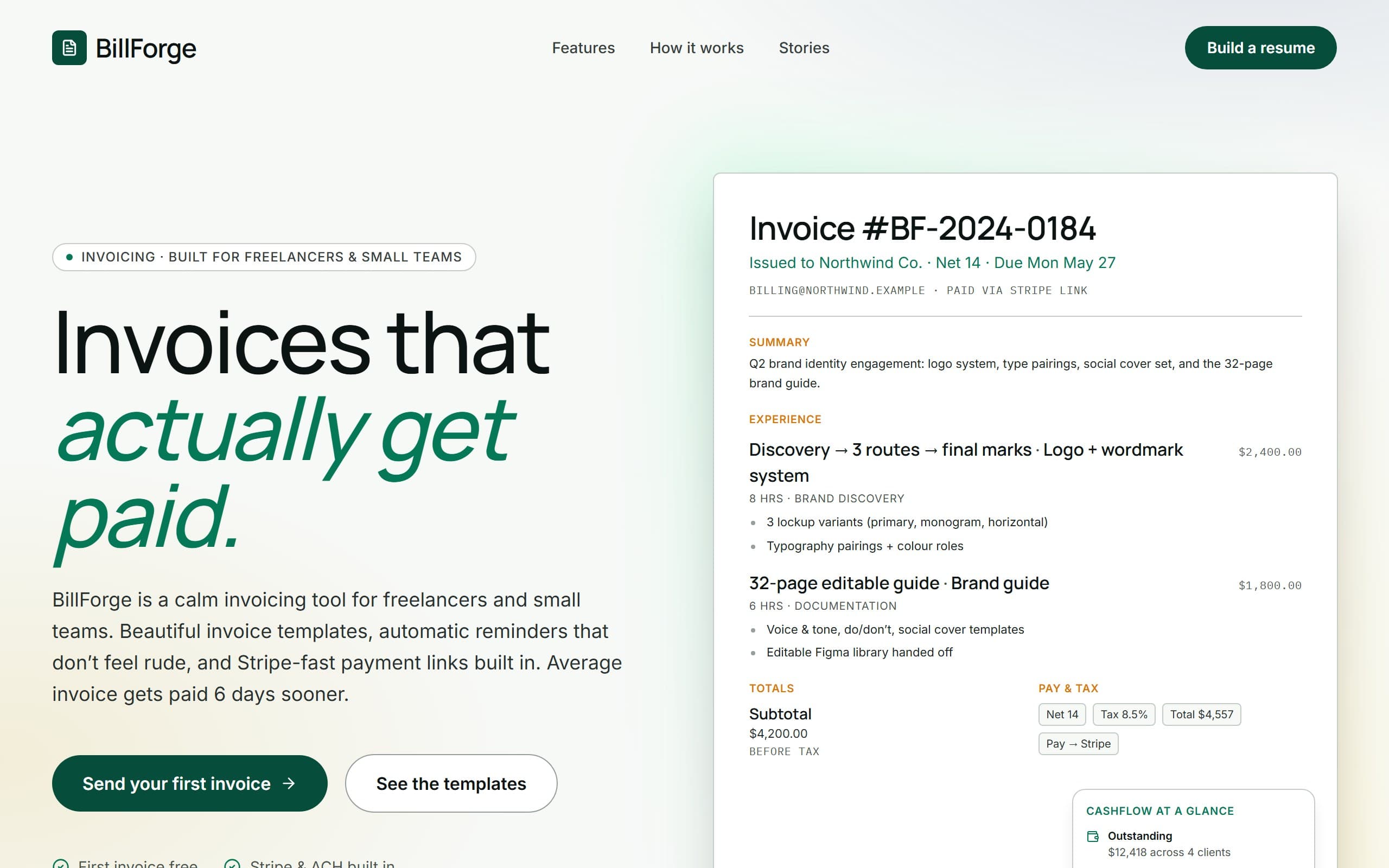 BillForge Invoices template preview