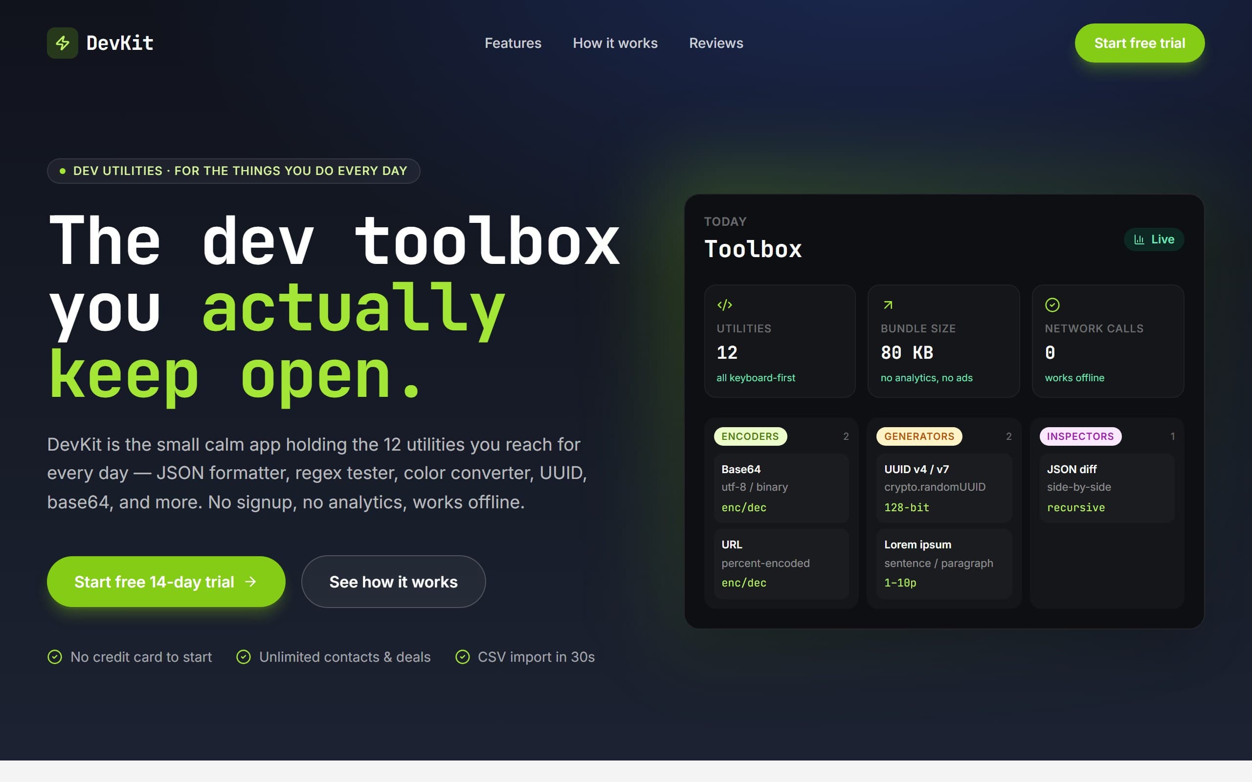 DevKit Toolbox template preview