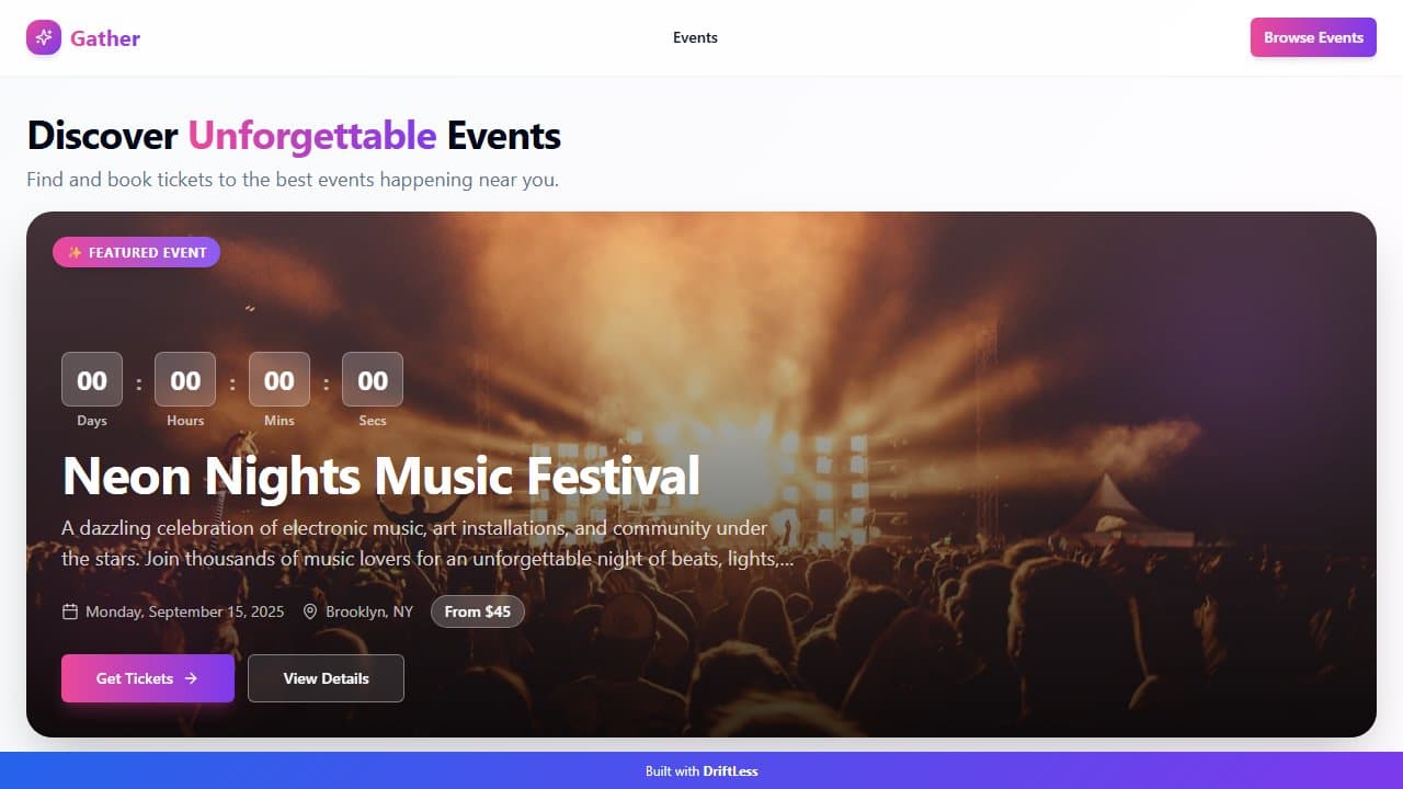 Gather Event Platform template preview
