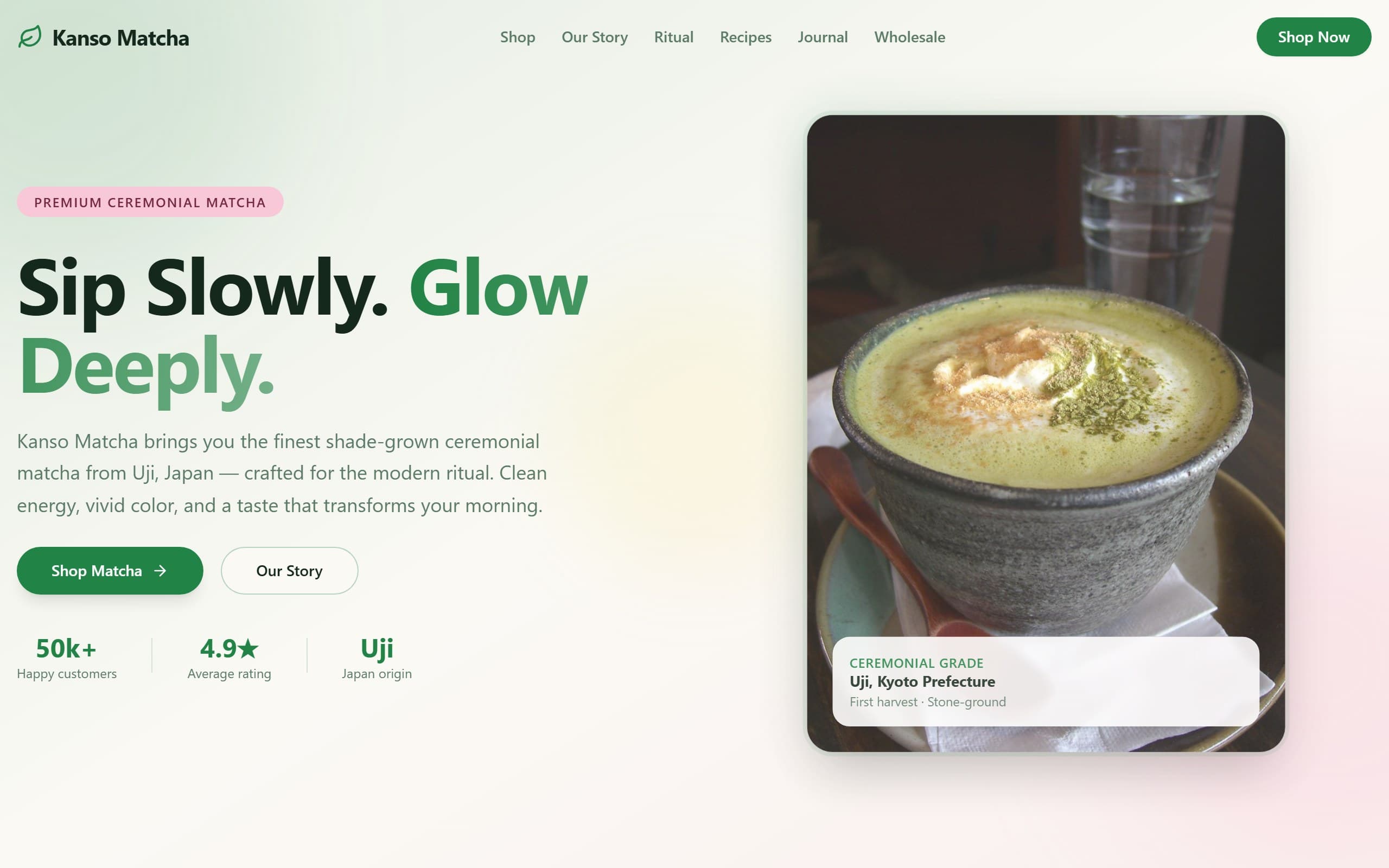 Kanso Matcha template preview