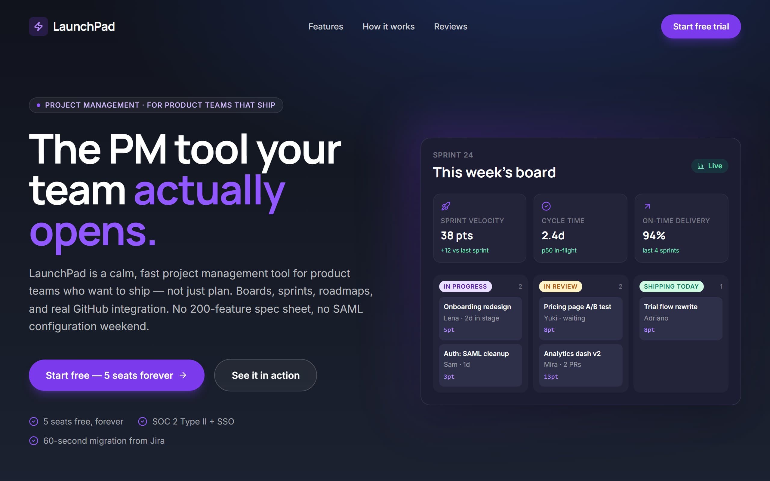 LaunchPad SaaS Landing template preview