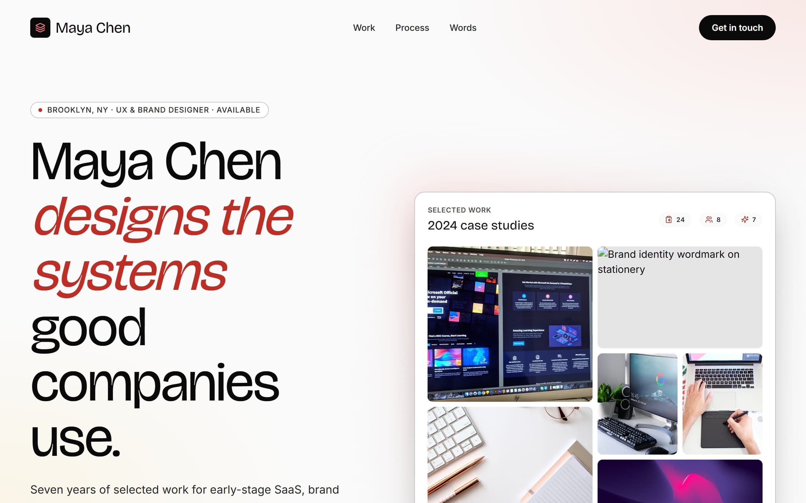 Maya Chen Portfolio template preview