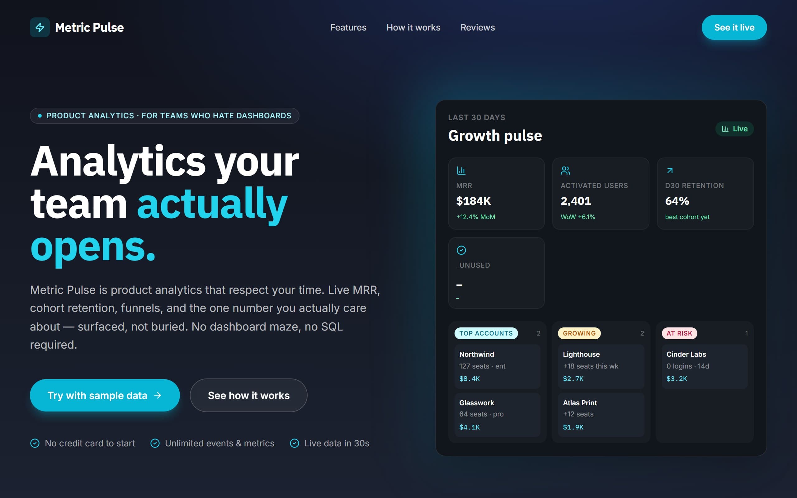 Metric Pulse Dashboard template preview