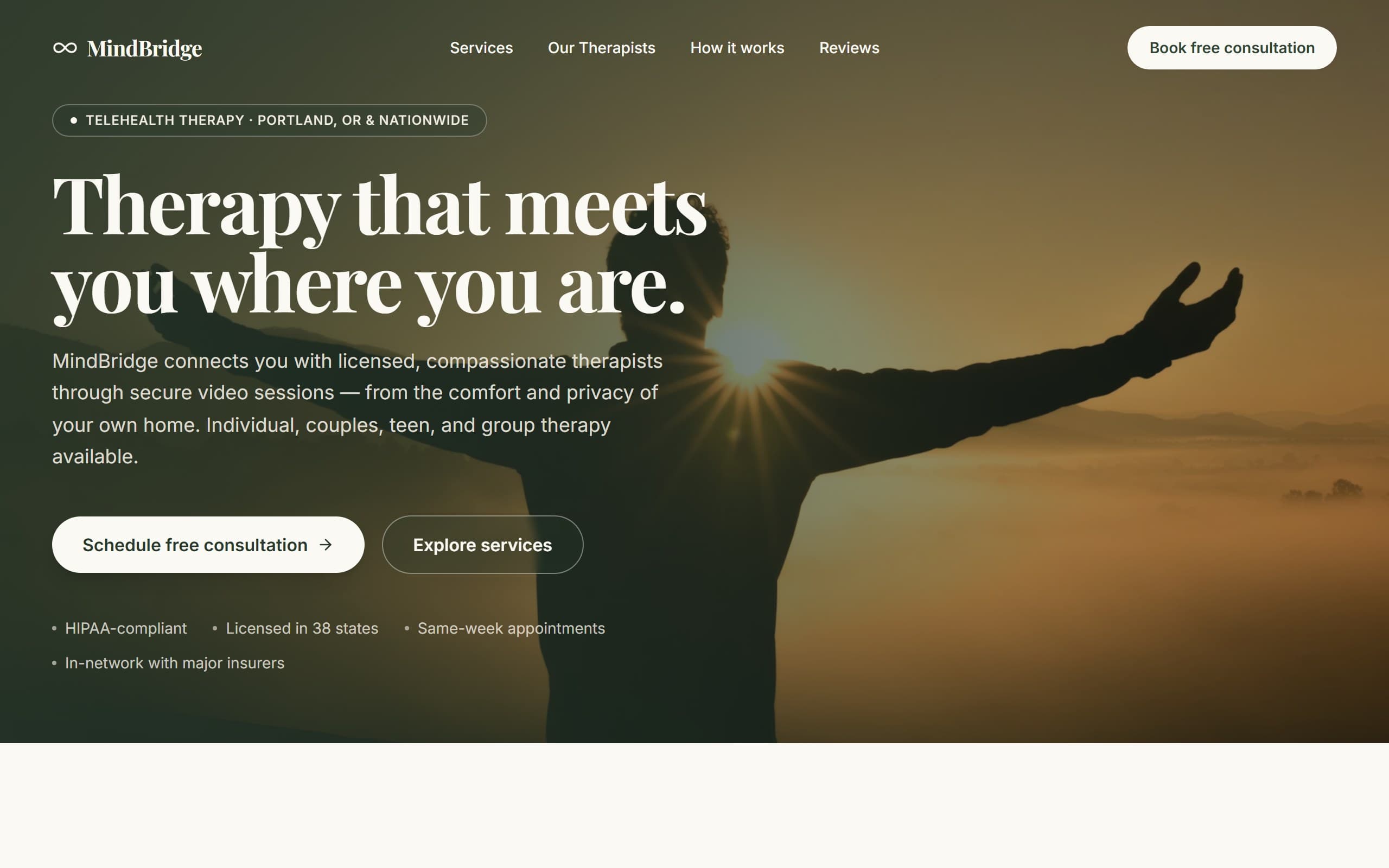 MindBridge Telehealth template preview