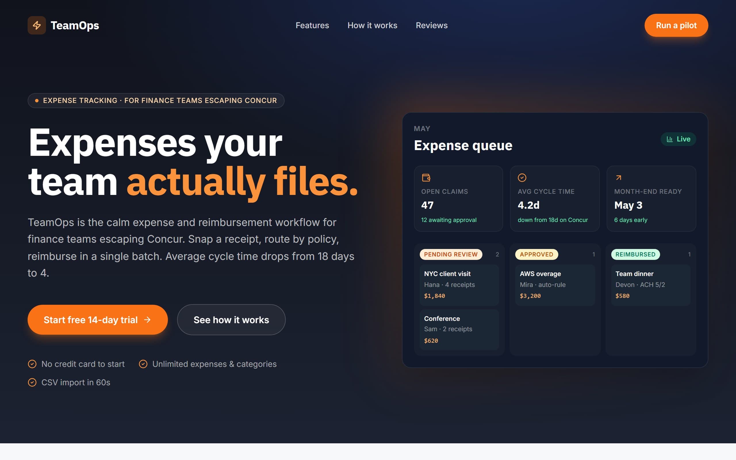 TeamOps Expense Tracker template preview