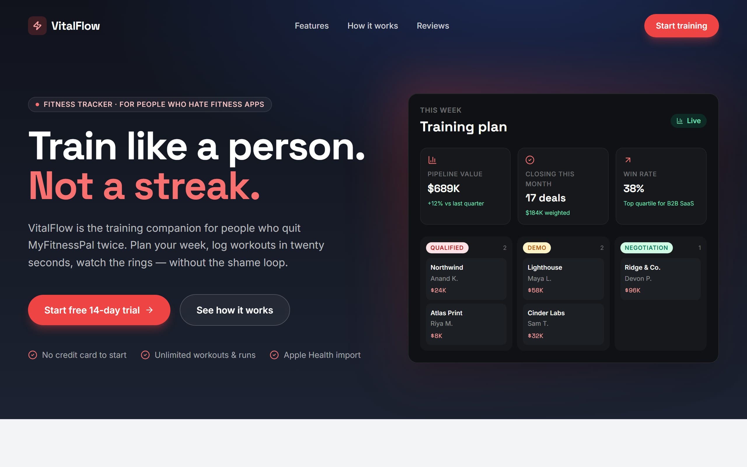VitalFlow Fitness template preview