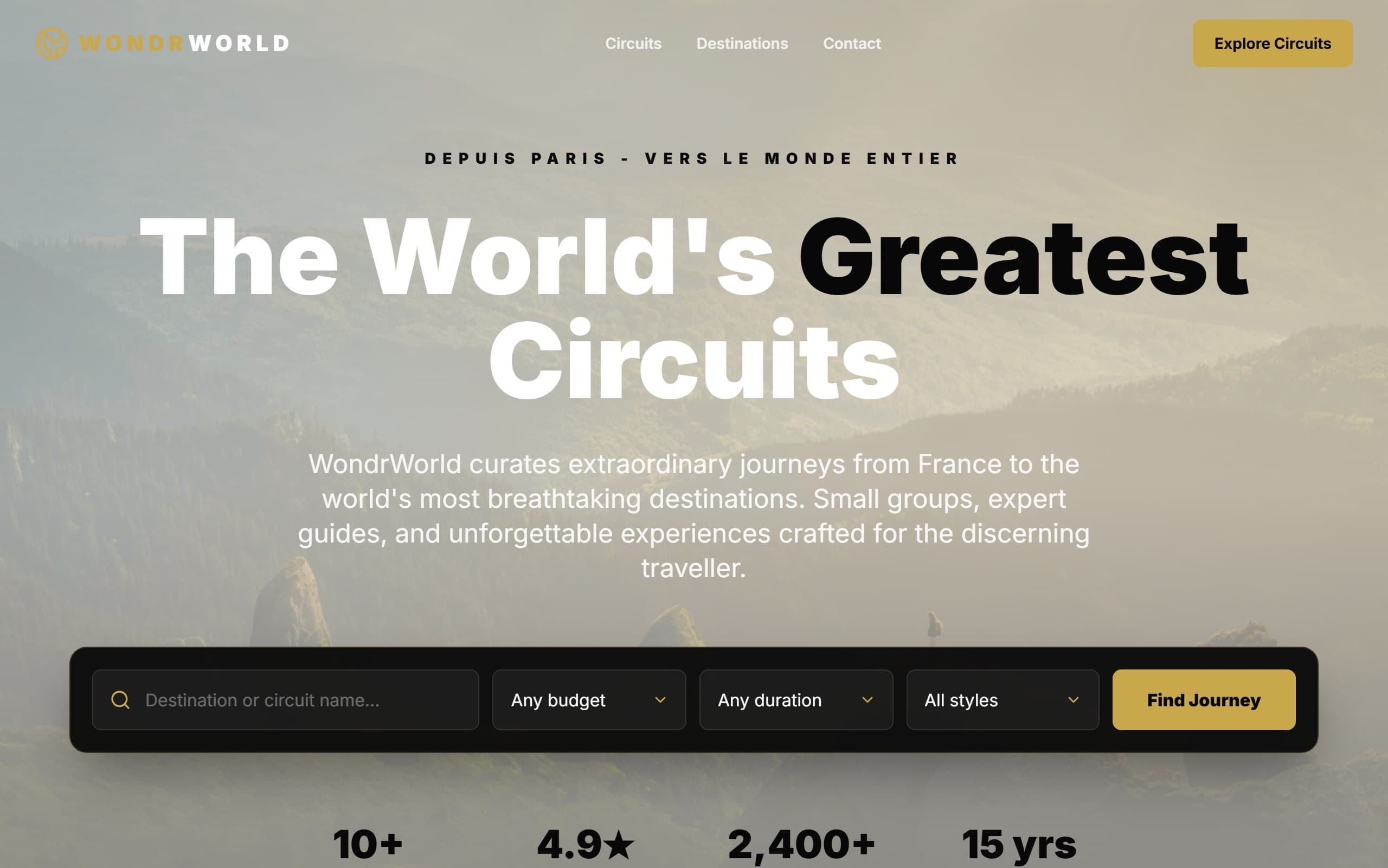 WondrWorld Travel template preview