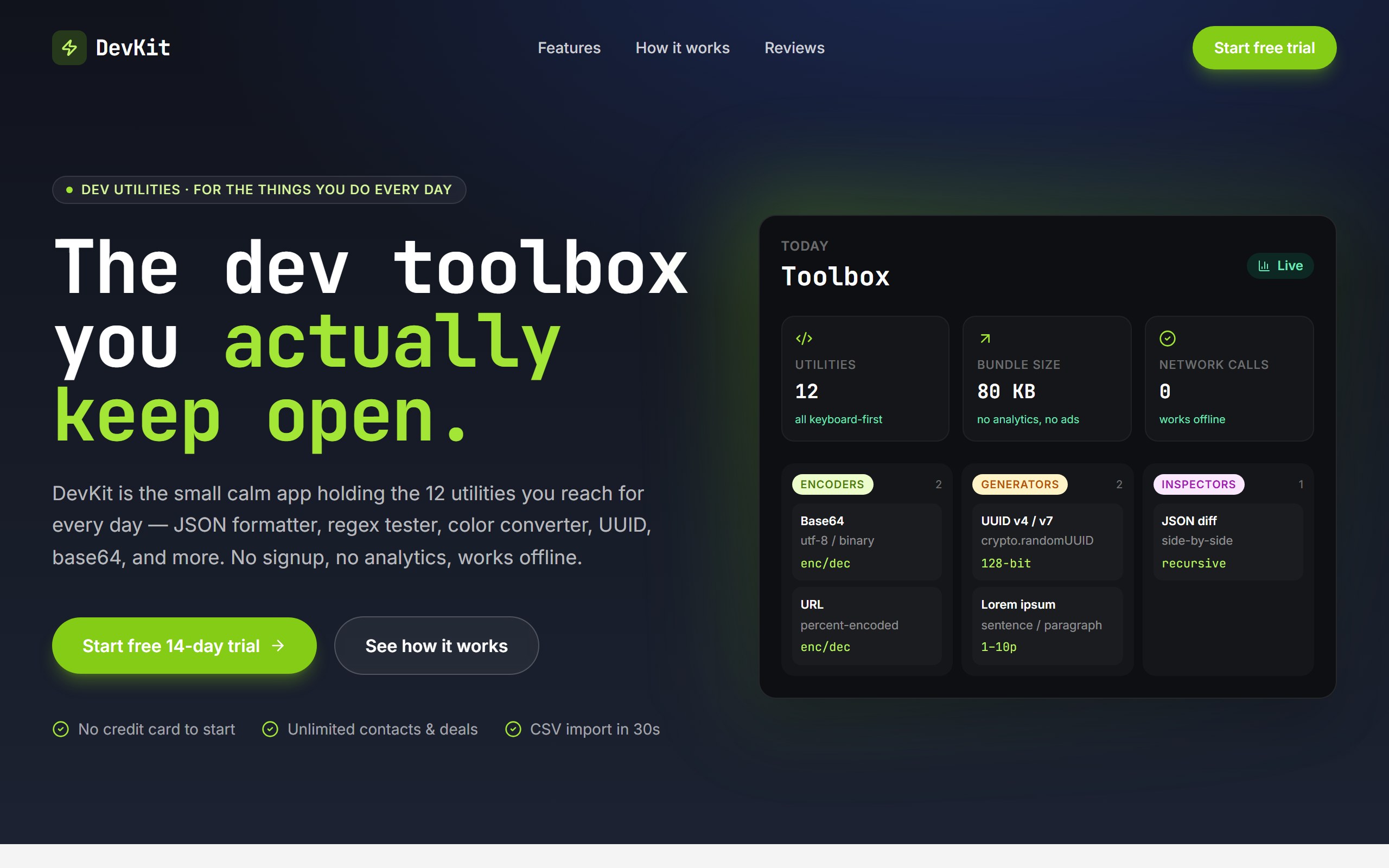 DevKit Toolbox template preview