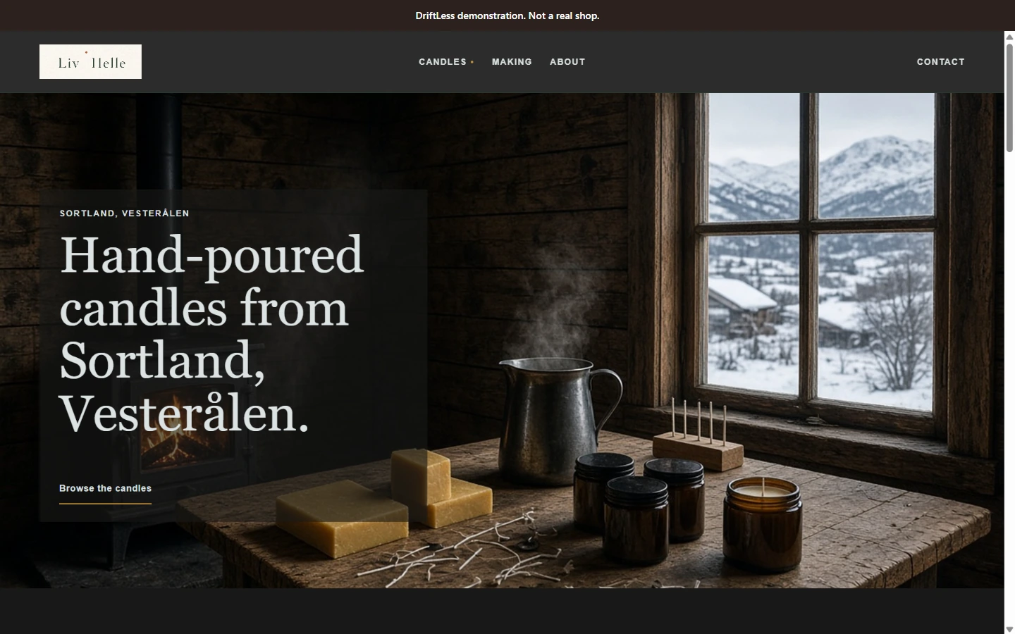 Liv Helle — professional maker website demonstration