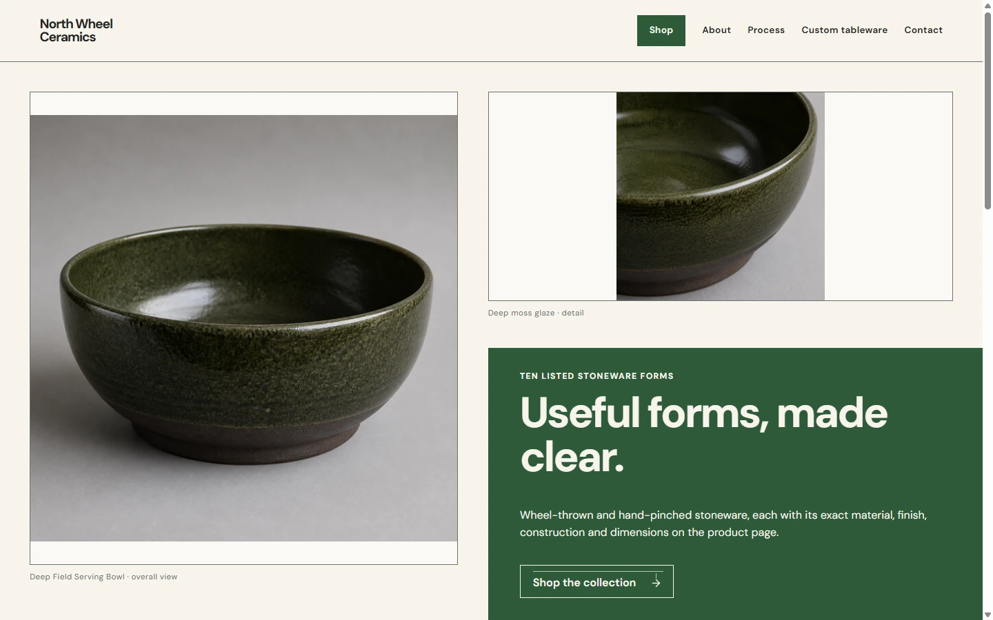 North Wheel Ceramics — Captures de sites pour artisans