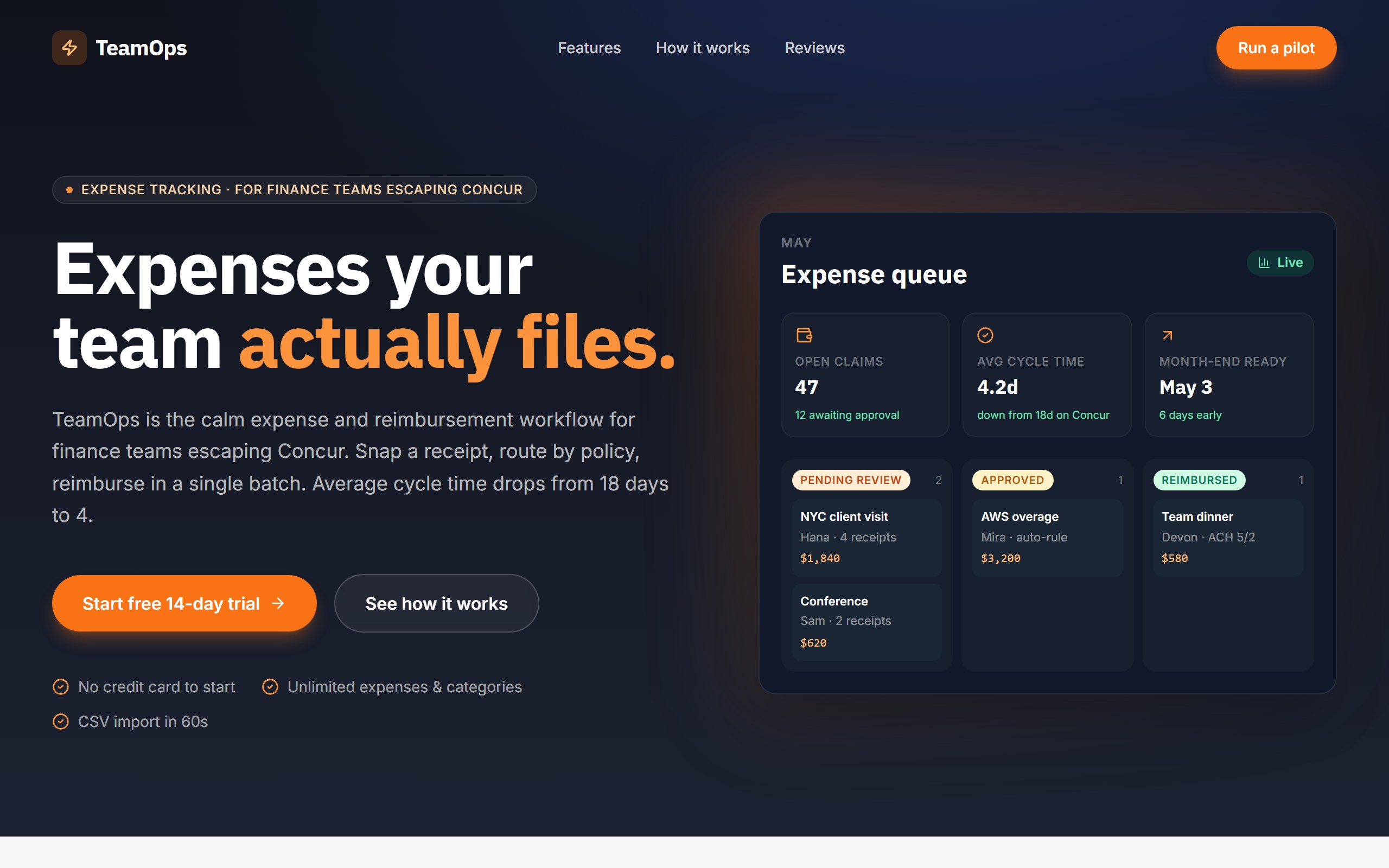 TeamOps Expense Tracker template preview